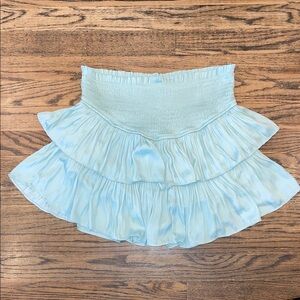 Elegant Light Blue Tiered Mini Skirt